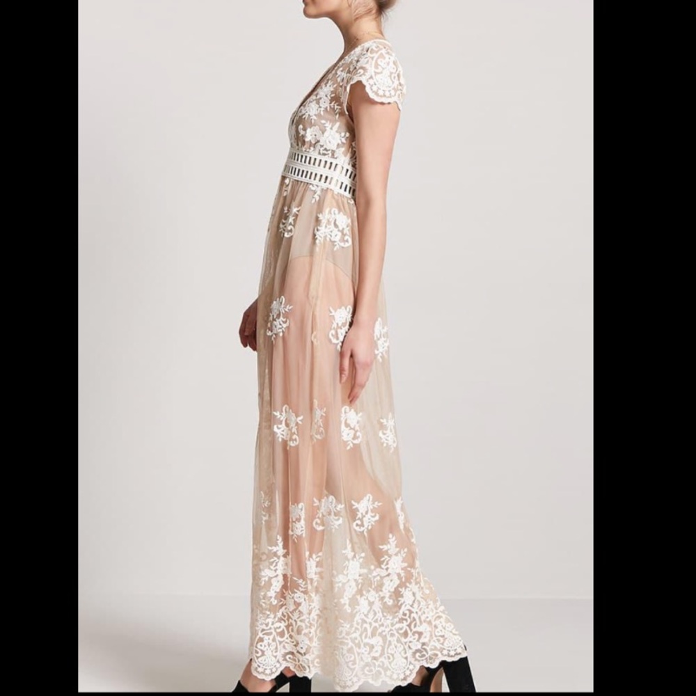 Forever 21 Sheer Maxi Dress with Floral Detail
